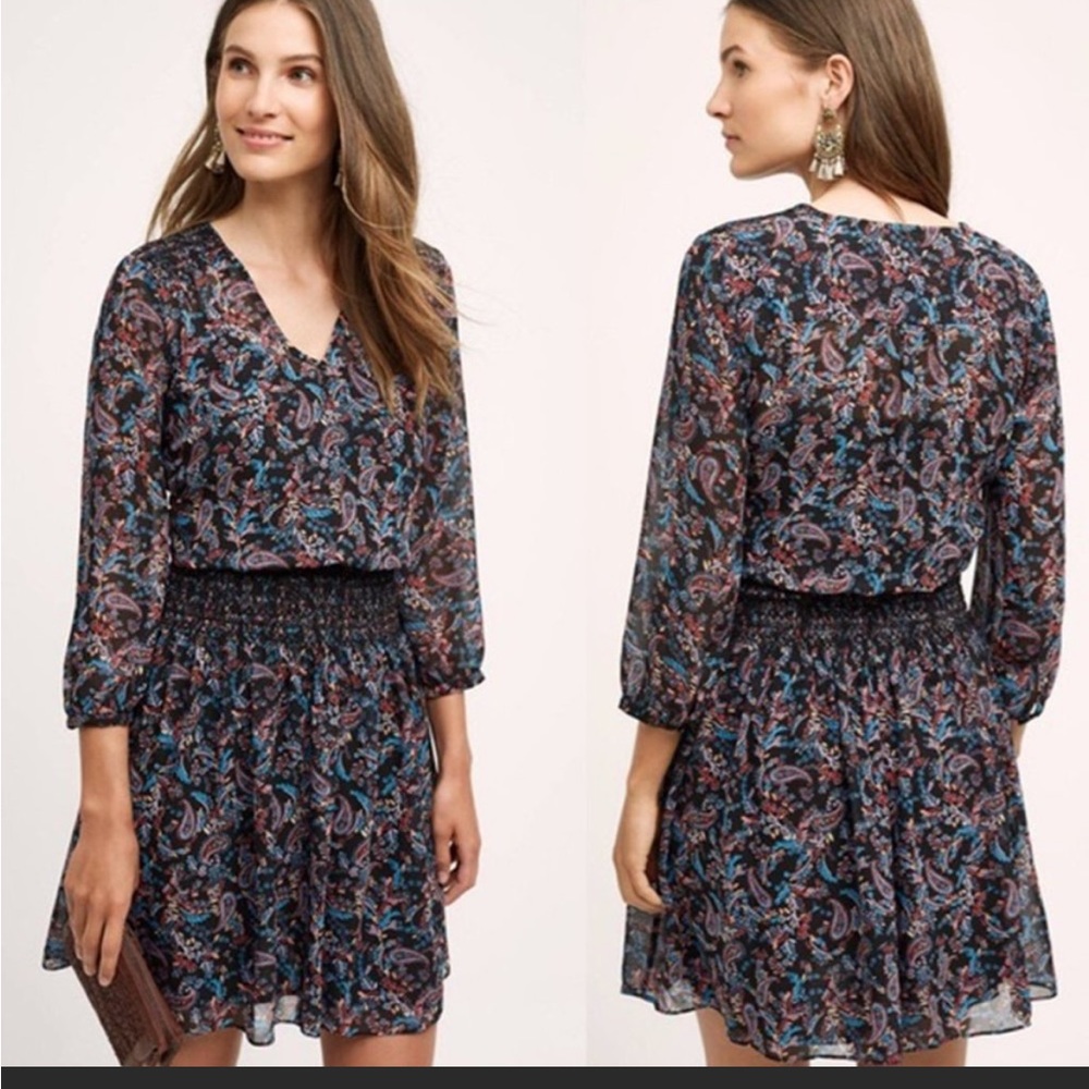 Elegant Multicolor Paisley Dress